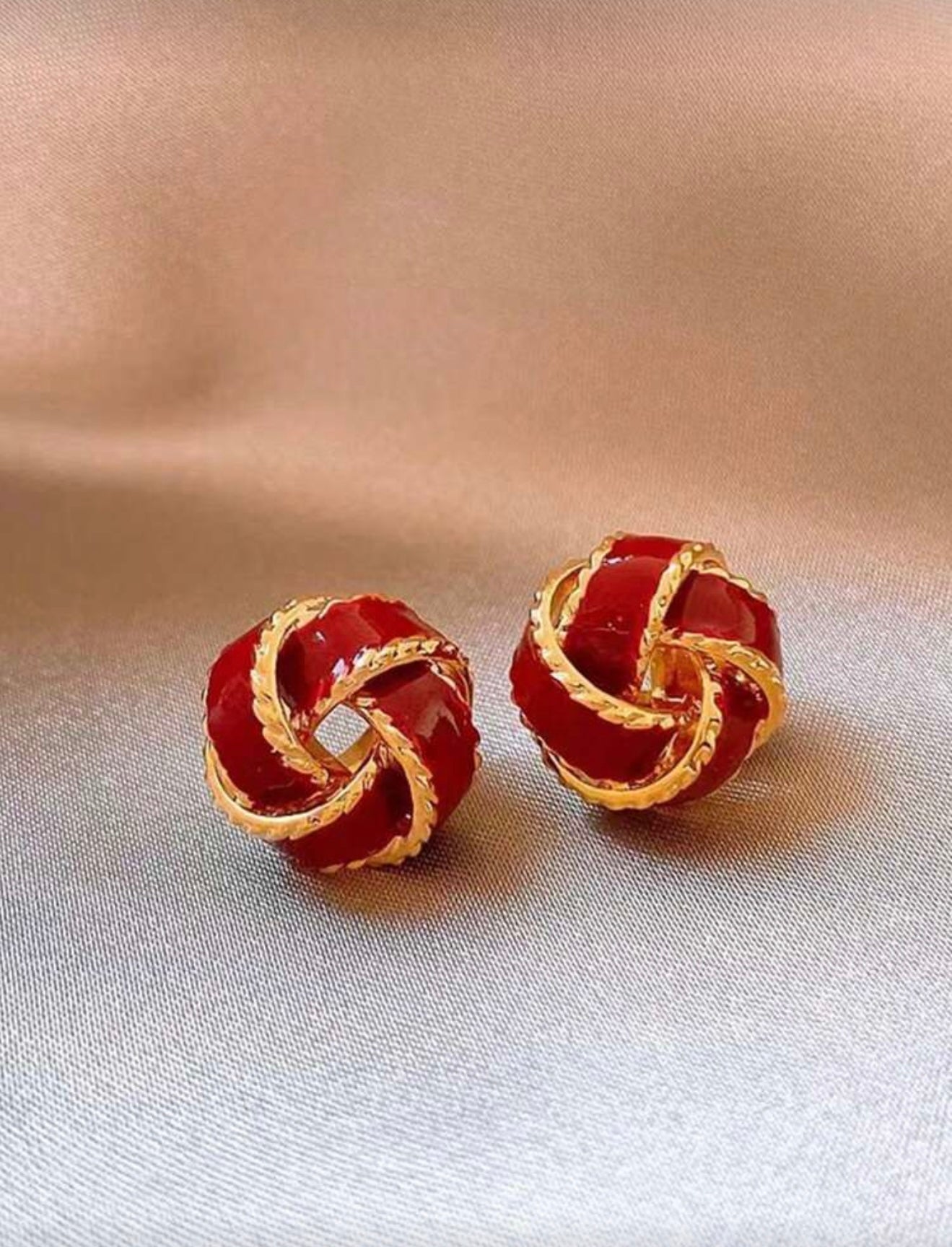 Burgundy & Gold Color Elegant Knot Earrings – Elegant, Radiant & Timeless