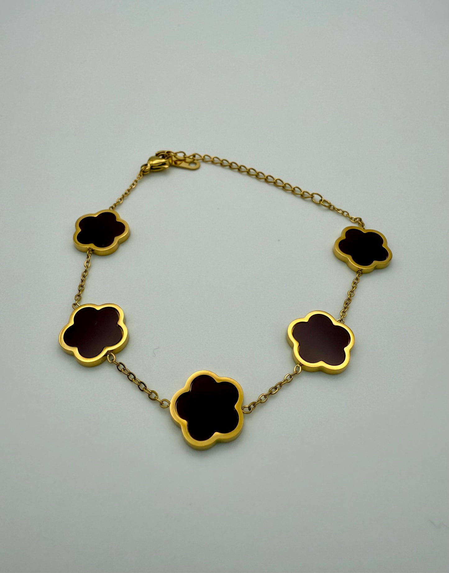 18k Gold-Plated Inspired Clover Bracelet – Burgundy - Waterproof, Tarnish-Resistant & Hypoallergenic Matching Necklace Available!