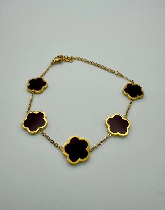 18k Gold-Plated Inspired Clover Bracelet – Burgundy - Waterproof, Tarnish-Resistant & Hypoallergenic Matching Necklace Available!