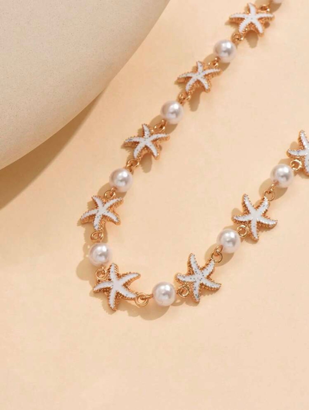 Gold Starfish & Faux Pearl Necklace – Coastal Elegance | Tarnish Resistant