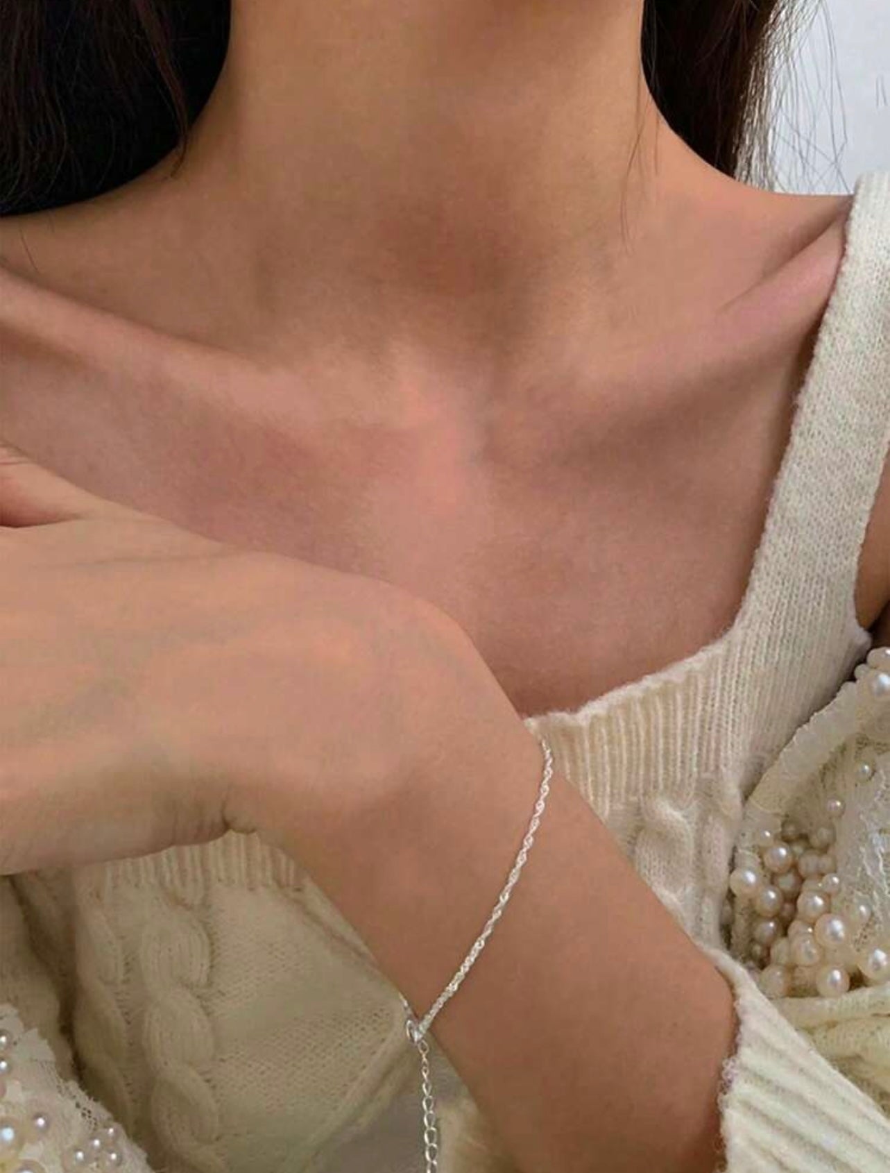 Silver Tone Flat Cross Chain Bracelet – Minimalist Everyday Jewellery