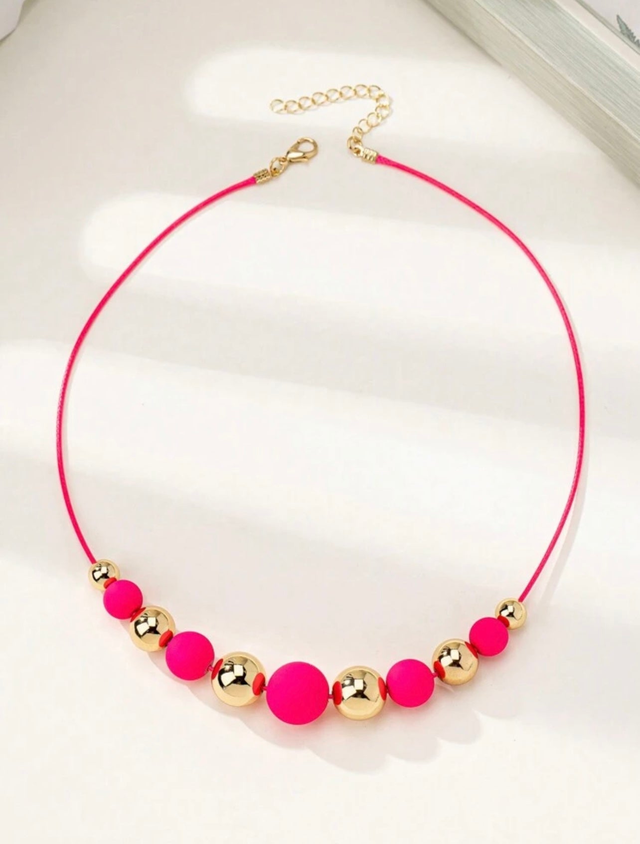 Pink & Gold Beaded Necklace – Stylish Holiday Friendly Accessory
