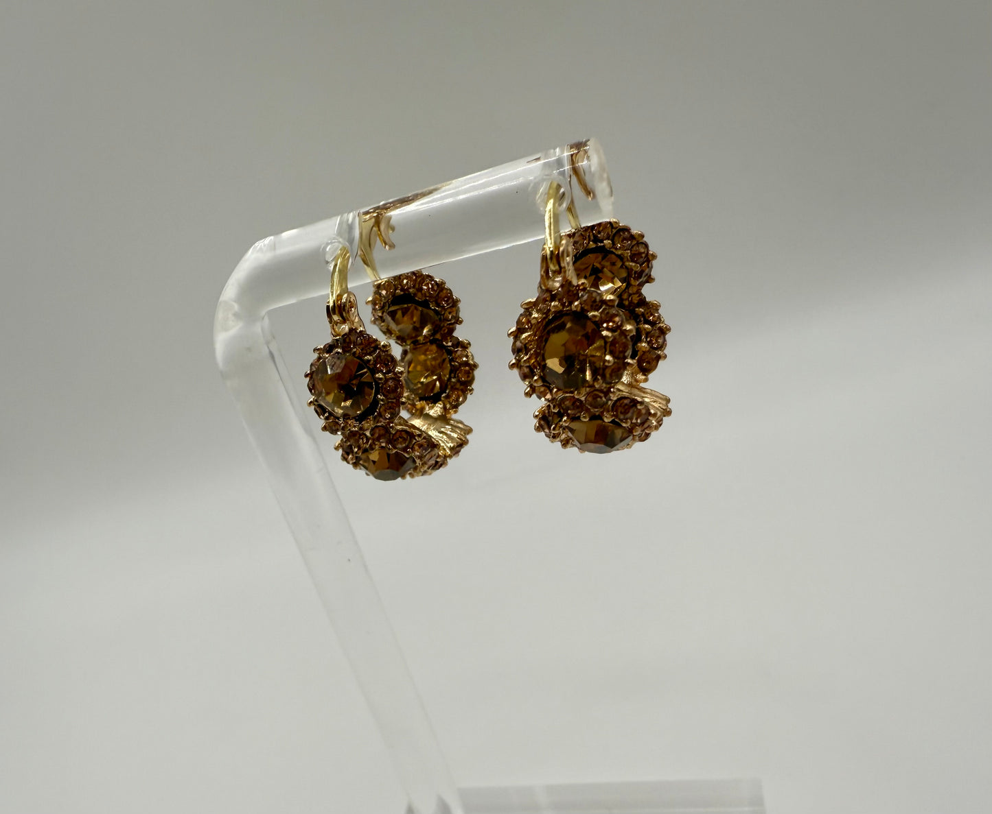 Gold Amber Rhinestone Small Hoop Earrings – Warm Tones, Everyday Sparkle