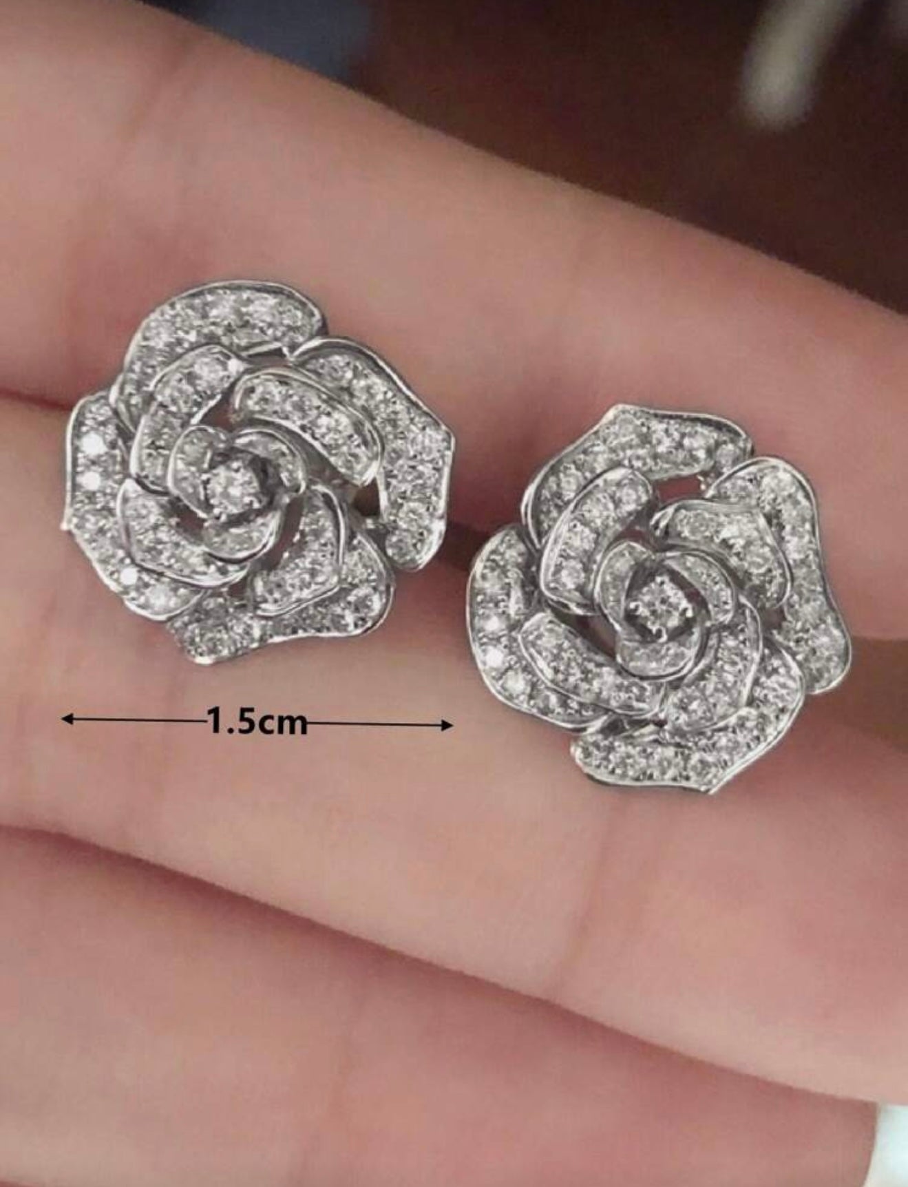 Romantic Rose-Shaped Cubic Zirconia Stud Earrings – Elegant, Radiant & Timeless