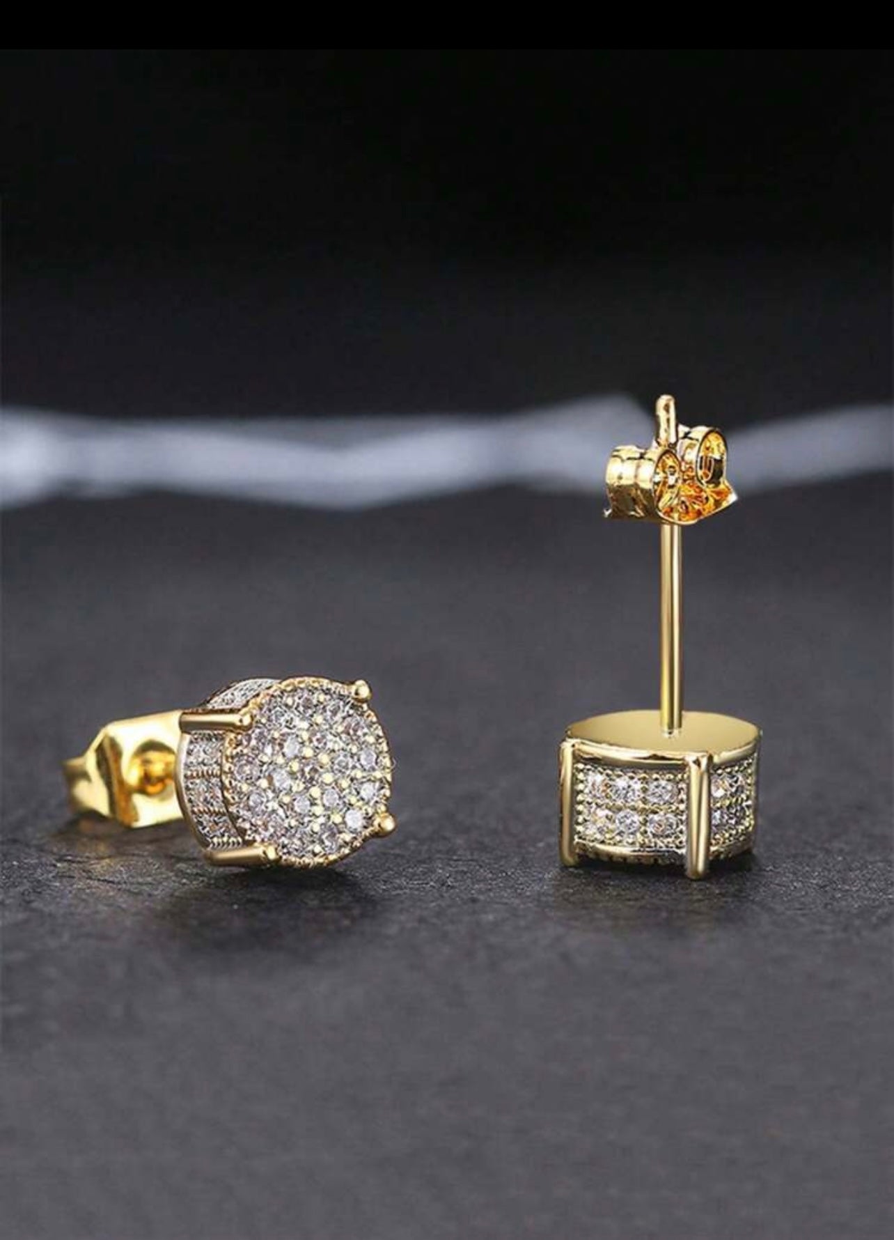 Gold Rhinestone Encrusted Stud Earrings – Sparkling Simplicity for Everyday Glamour