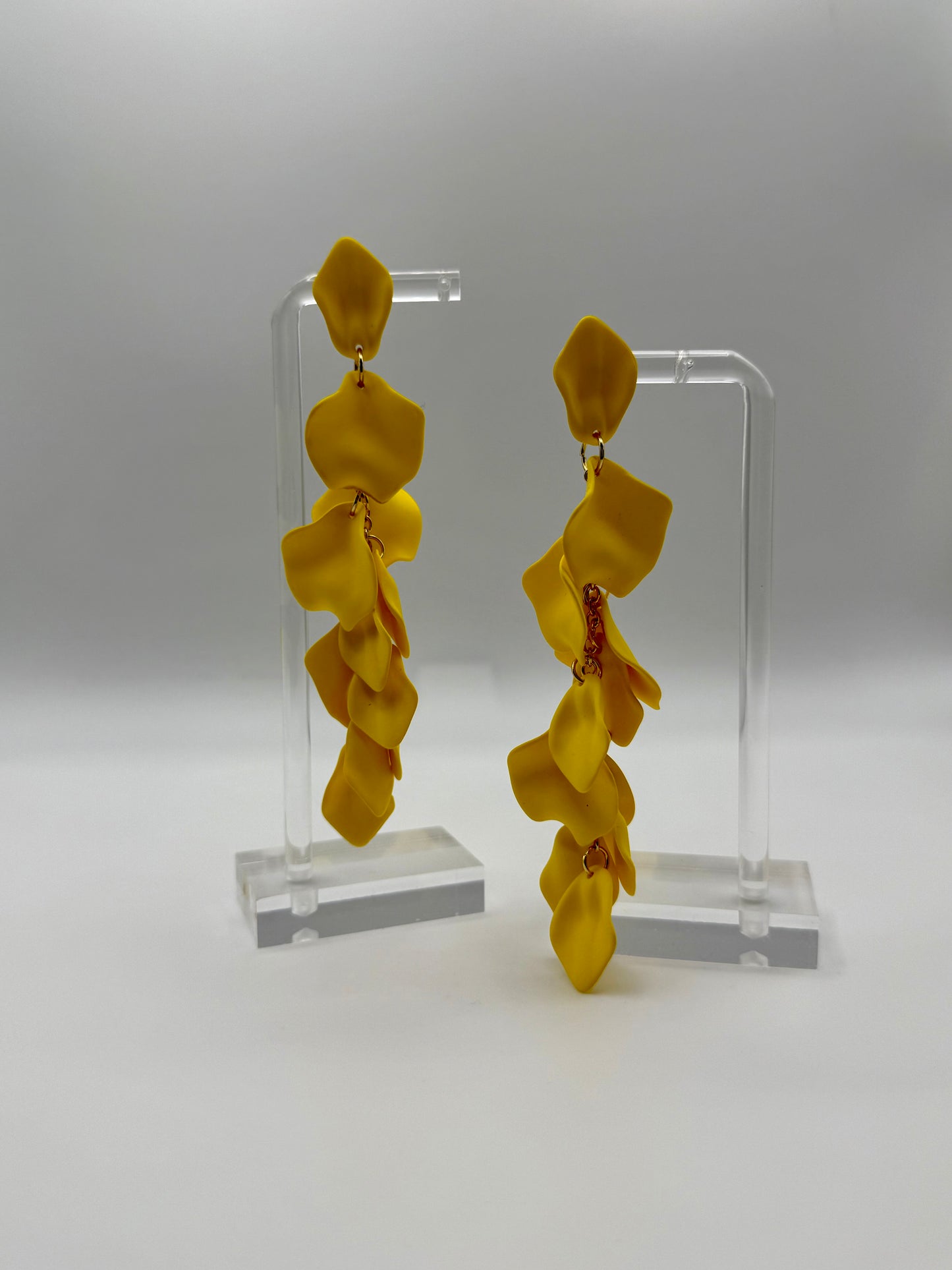 Gold & Neon Yellow Petal Drop Earrings – Bold & Elegant Daily Jewellery