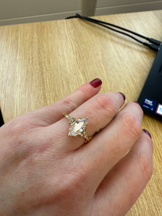 Exquisite 18K Gold Plated Marquise Ring with Large Shining Zirconia – Elegant, Radiant & Timeless