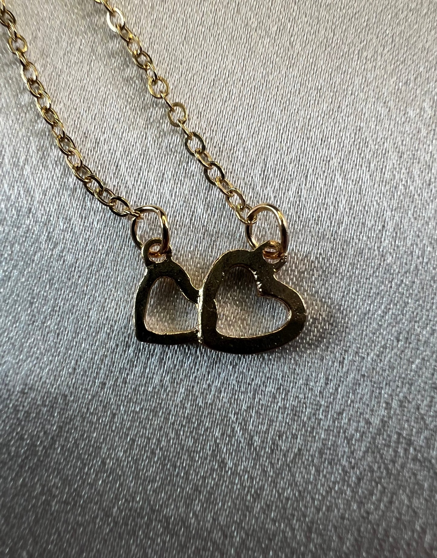 Minimalist Gold Double Heart Necklace – 40-45 cm | Tarnish Resistant Zinc Alloy | Romantic Everyday Elegance