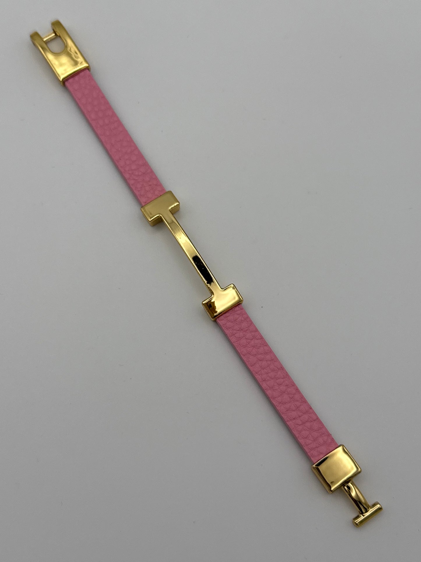 Pink & Gold Inspired Faux Leather Bracelet – Elegant Fashion Wristband Gift for Her