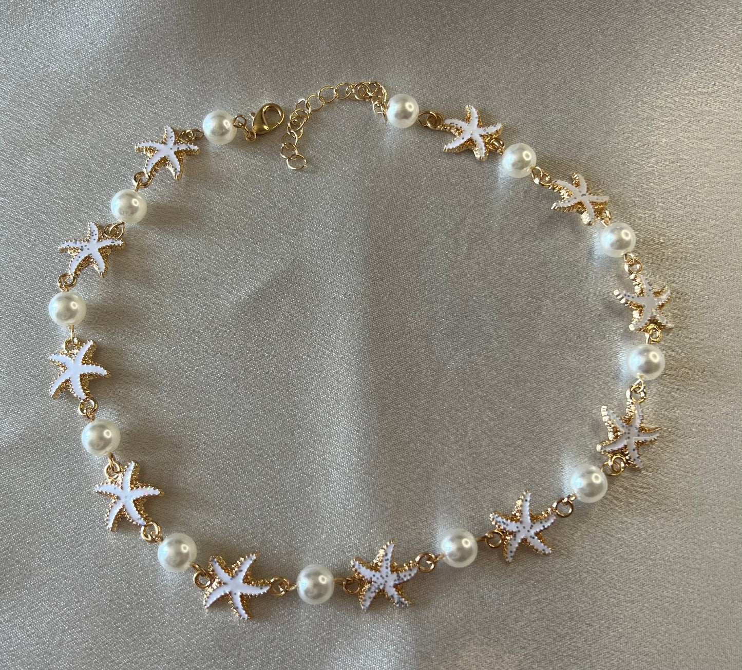 Gold Starfish & Faux Pearl Necklace – Coastal Elegance | Tarnish Resistant