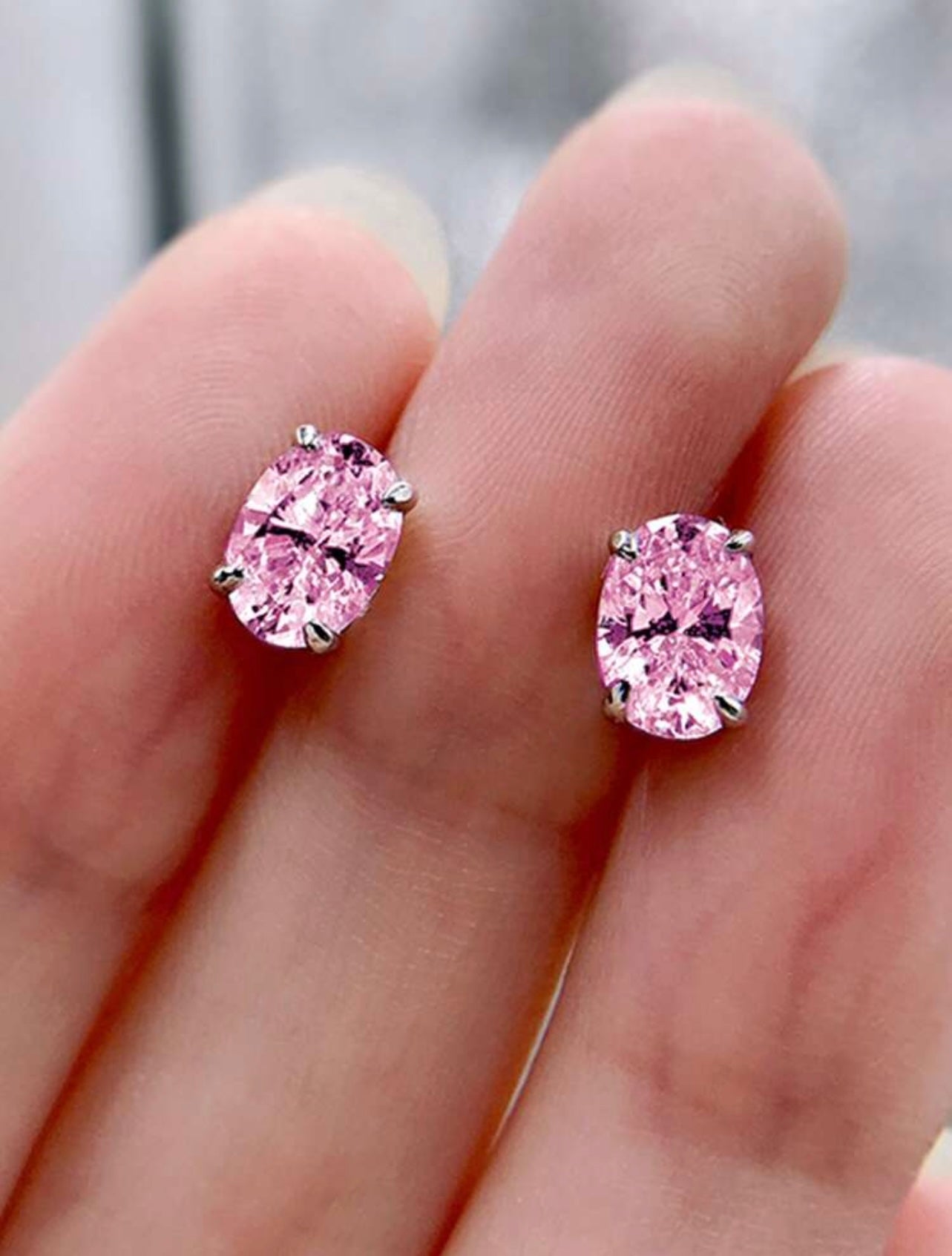 Silver & Pink Cubic Zirconia Stud Earrings – Elegant Gift for Weddings, Anniversaries & Mum