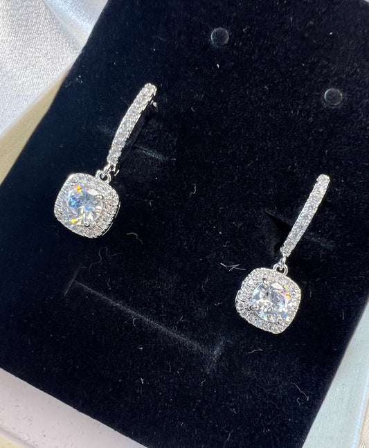 Romantic Silver-Tone Cubic Zirconia Drop Earrings