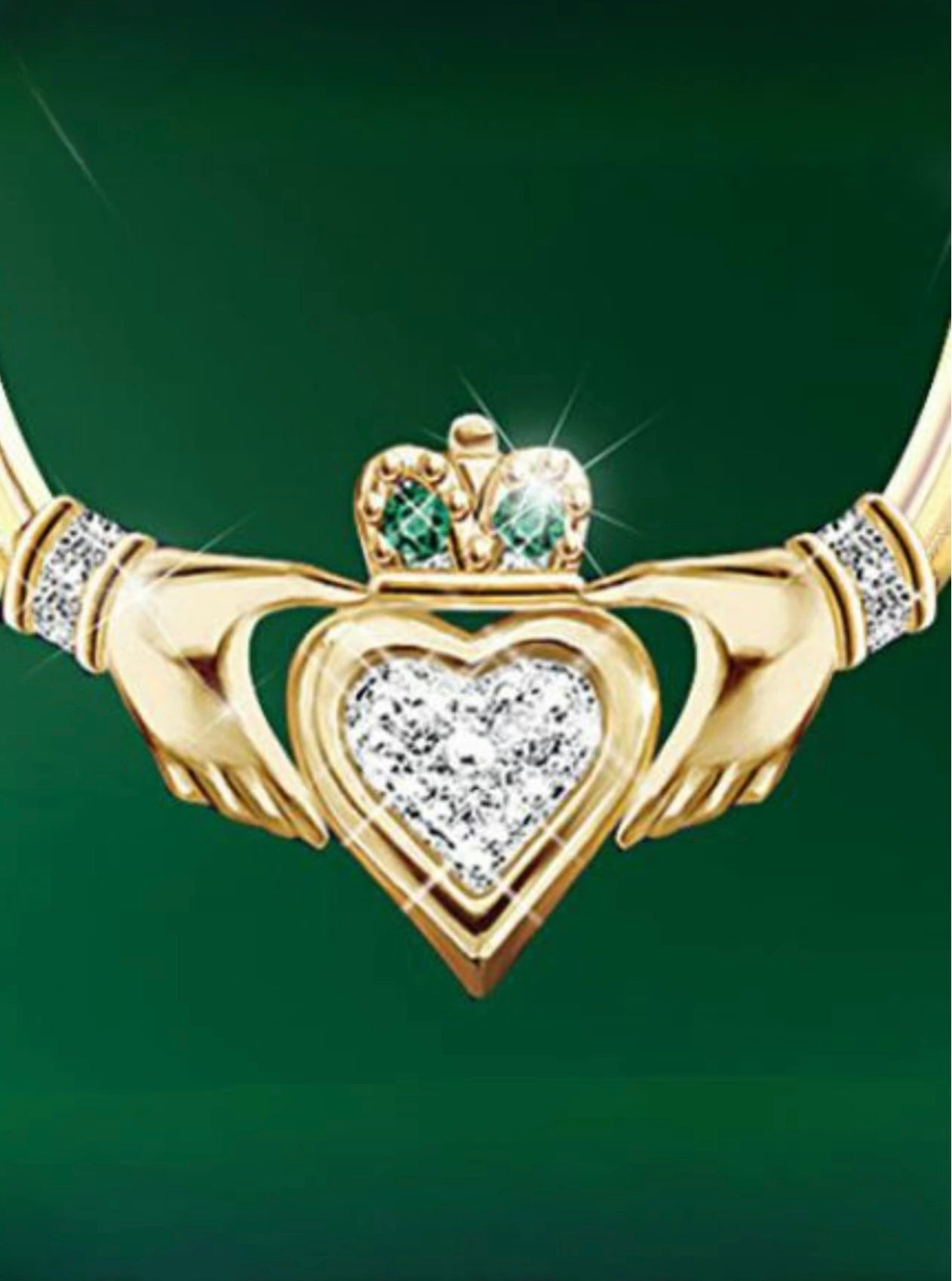 Gold Emerald & Diamanté Creole Earrings – Classic Glamour with a Rich Pop of Colour