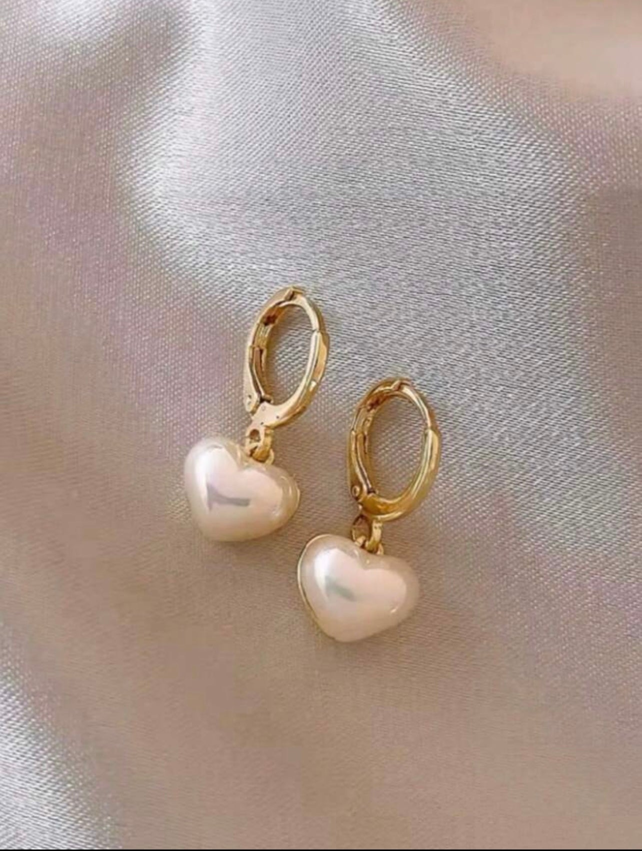 Tarnish-Resistant Heart-Shaped Hoop Drop Earrings – Elegant & Feminine