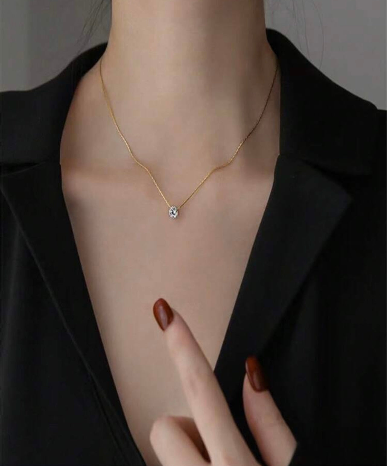 Gold Cubic Zirconia Pendant Necklace – Delicate Everyday Sparkle | Tarnish Resistant