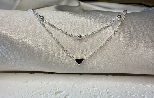 Silver Double-Layer Heart Anklet – Adjustable Love Foot Chain for Summer & Beach