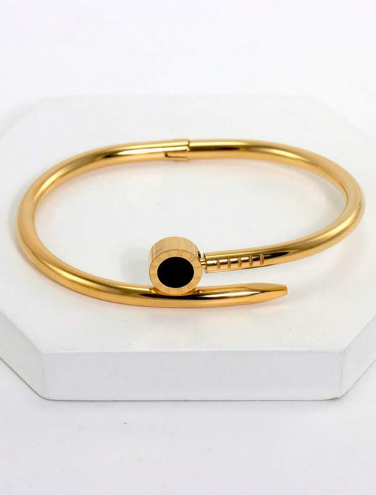 18K Gold Plated Bvlgari-Inspired Roman Numeral Nail Bracelet –  Classic Design
