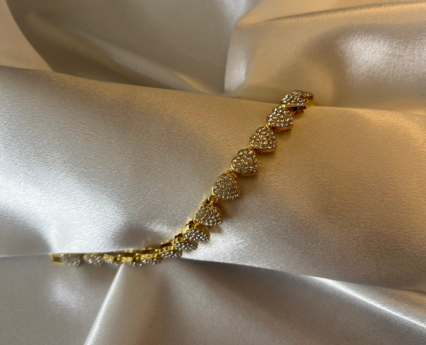 Luxury Rhinestone Hearts Gold Chain Bracelet