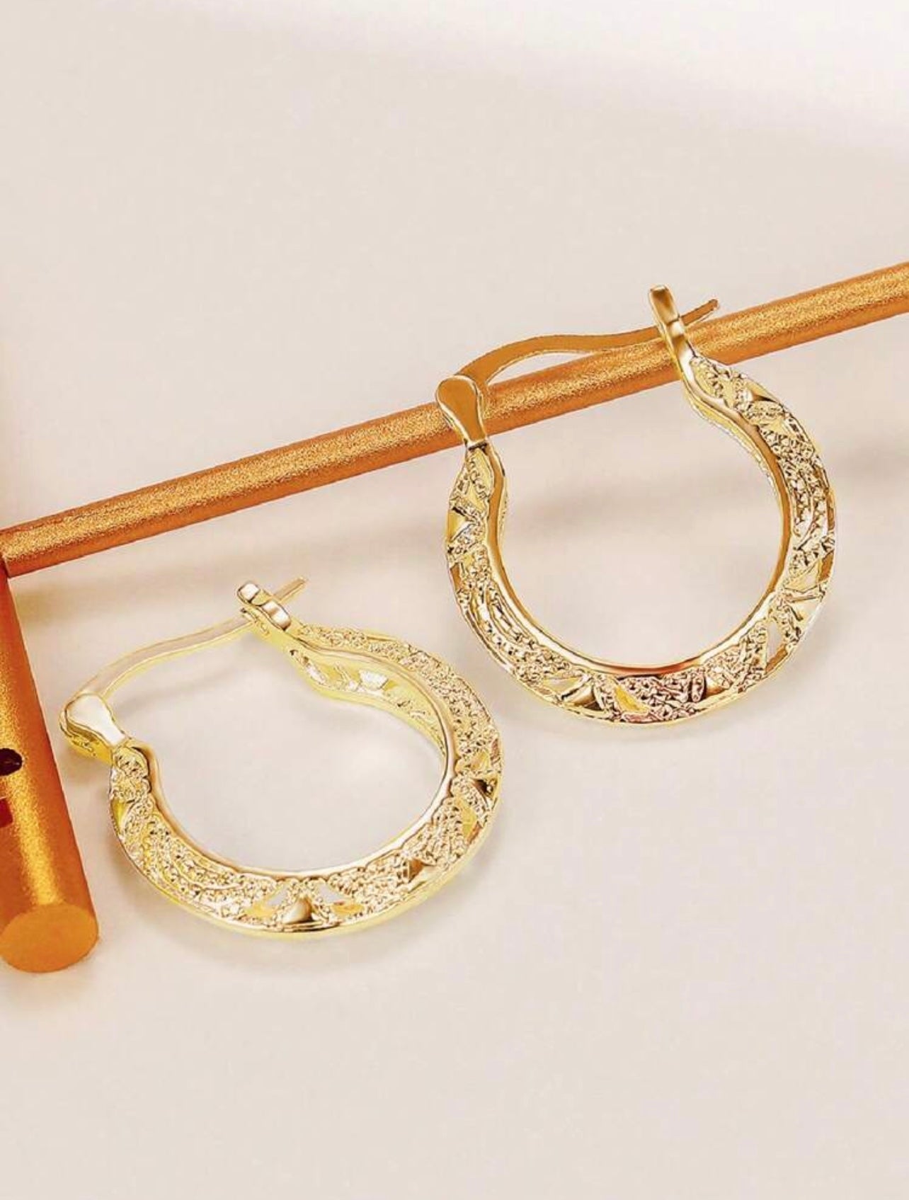 Gold Textured Vintage Hoop Creole Earrings – Classic with a Modern Twist