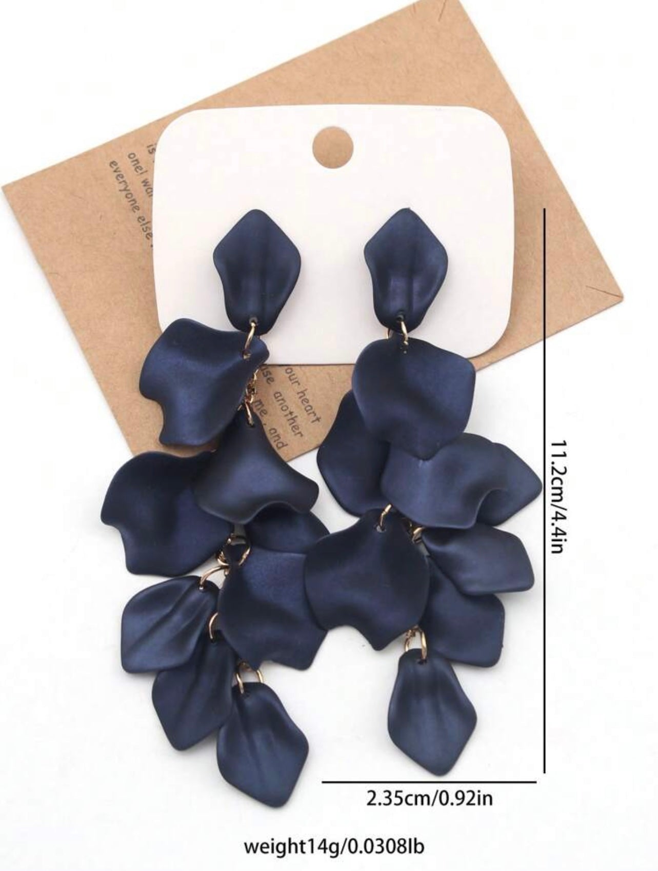 Gold & Royal Blue Satin Finish Petal Dangle Earrings – Nature-Inspired Elegance with a Bold Twist