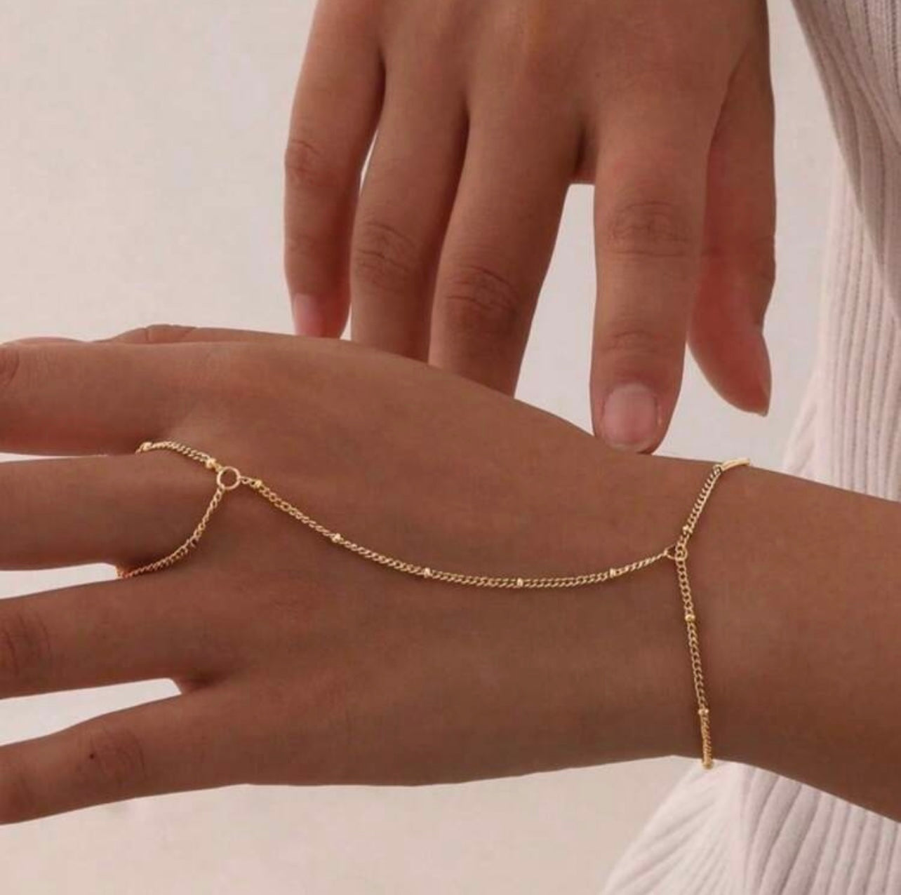 Gold Minimalist Beaded Chain Knuckle Ring – Adjustable & Unique Daily Wear