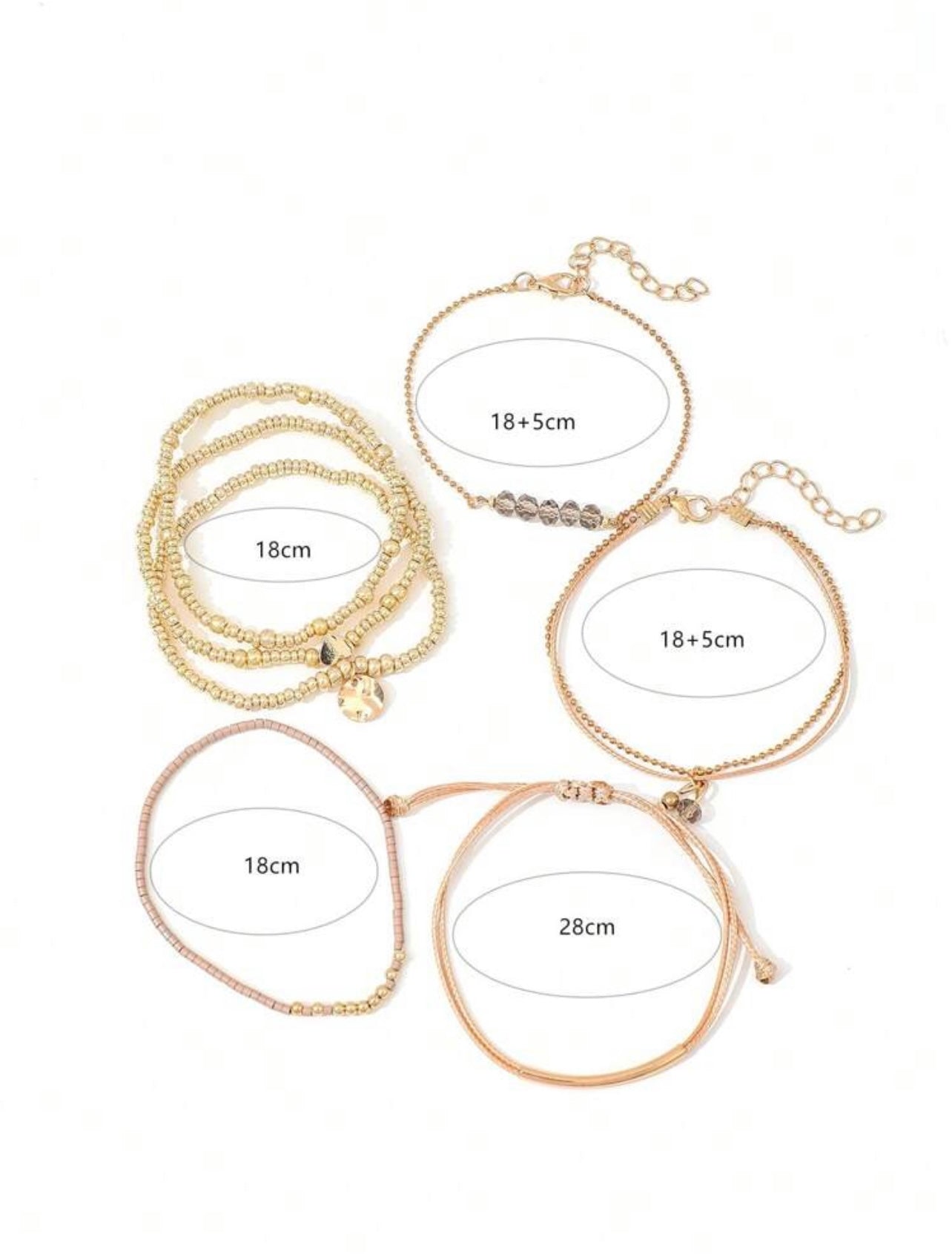 7pc Gold & Khaki Bohemian Heart Woven Beaded Bracelet Set – Adjustable Elastic Stack