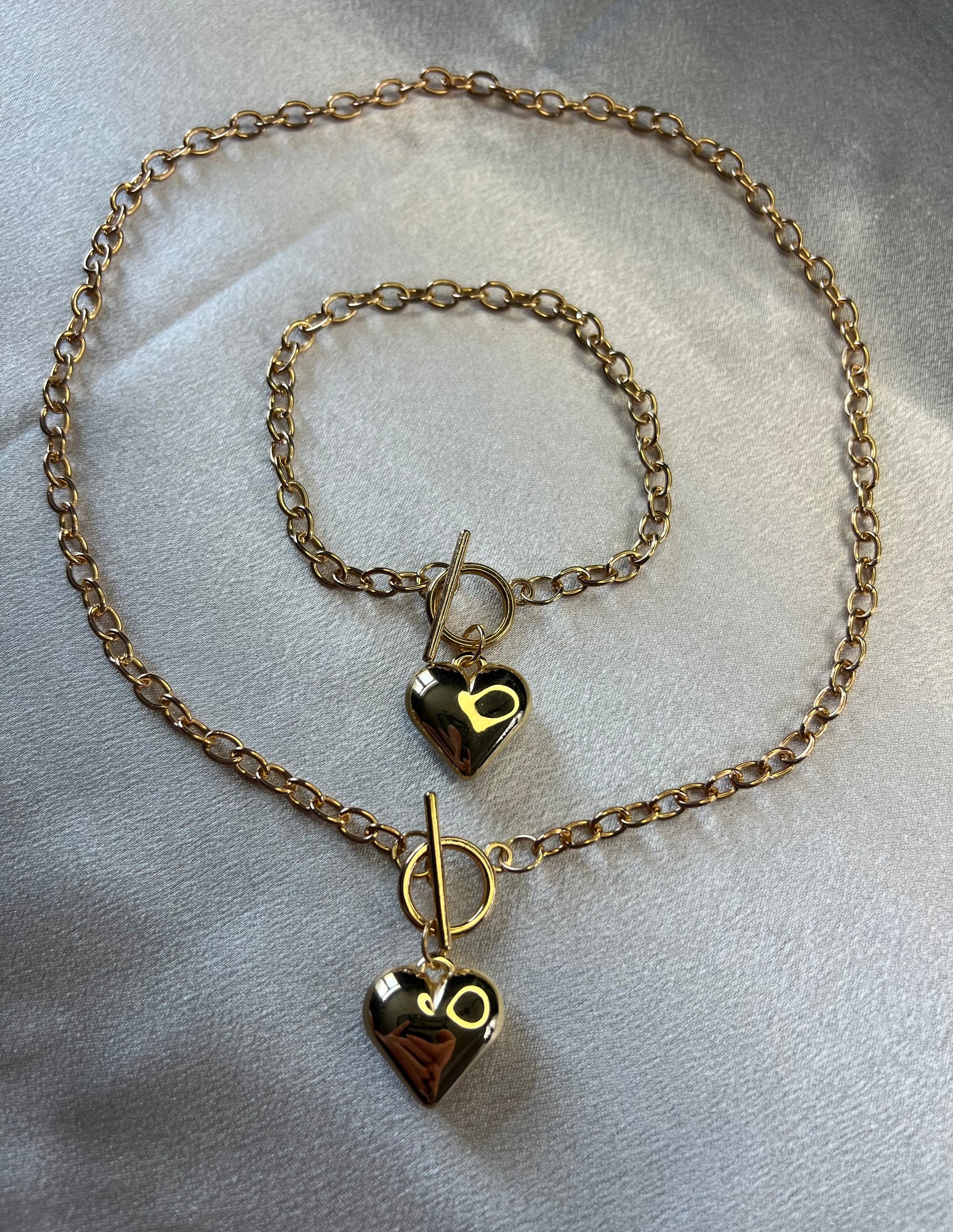 18K Gold Plated Chunky Chain Jewellery Set – Bracelet & Necklace | Tarnish Resistant