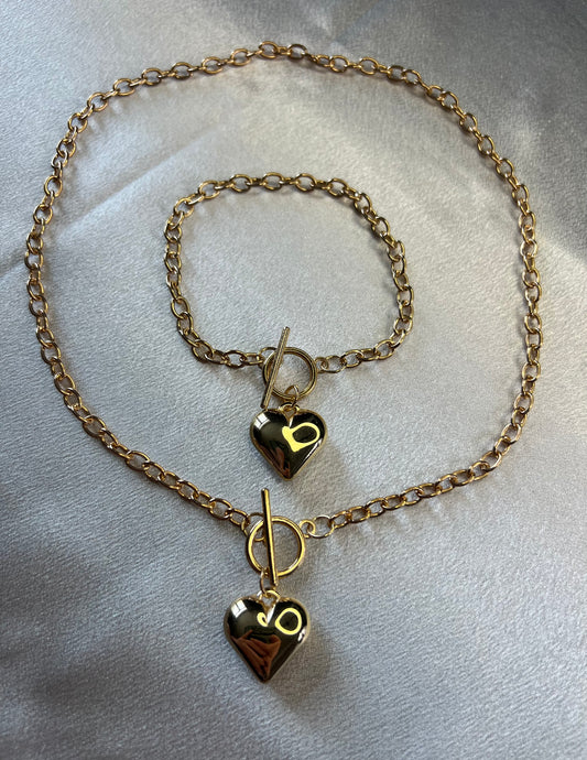 18K Gold Plated Chunky Chain Jewellery Set – Bracelet & Necklace | Tarnish Resistant