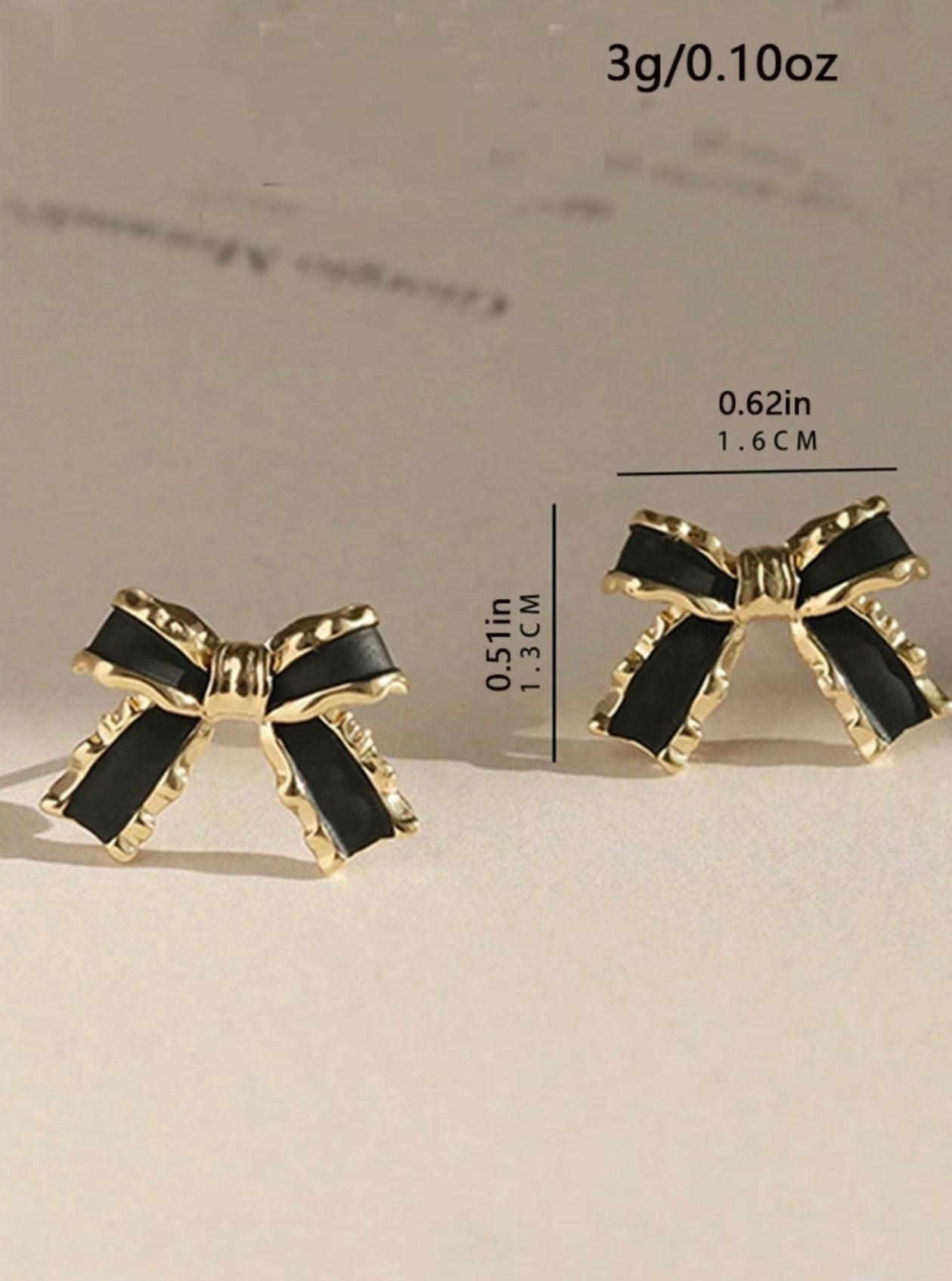 Stunning Gold & Black Enamel Bow Stud Earrings – Classic Elegance with a Bold Contrast