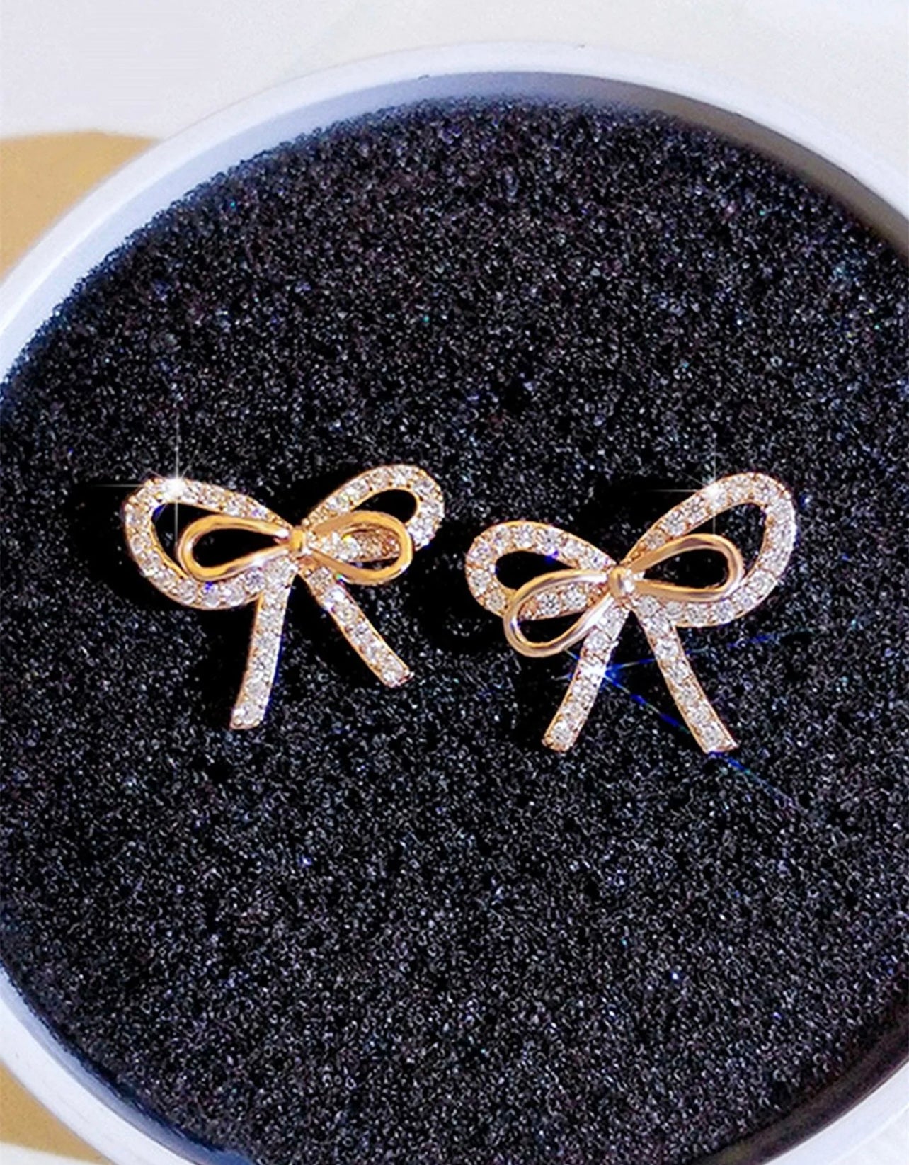 Gold Diamanté Bow Stud Earrings – Playful Elegance | Tarnish Resistant