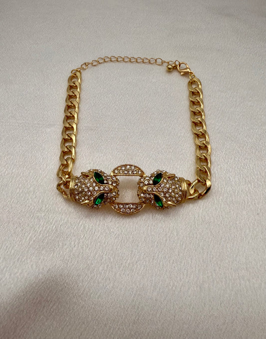 Dual-Headed Leopard Charm Bracelet – Fierce Style Inspired by Bvlgari - Tarnish-Resistant