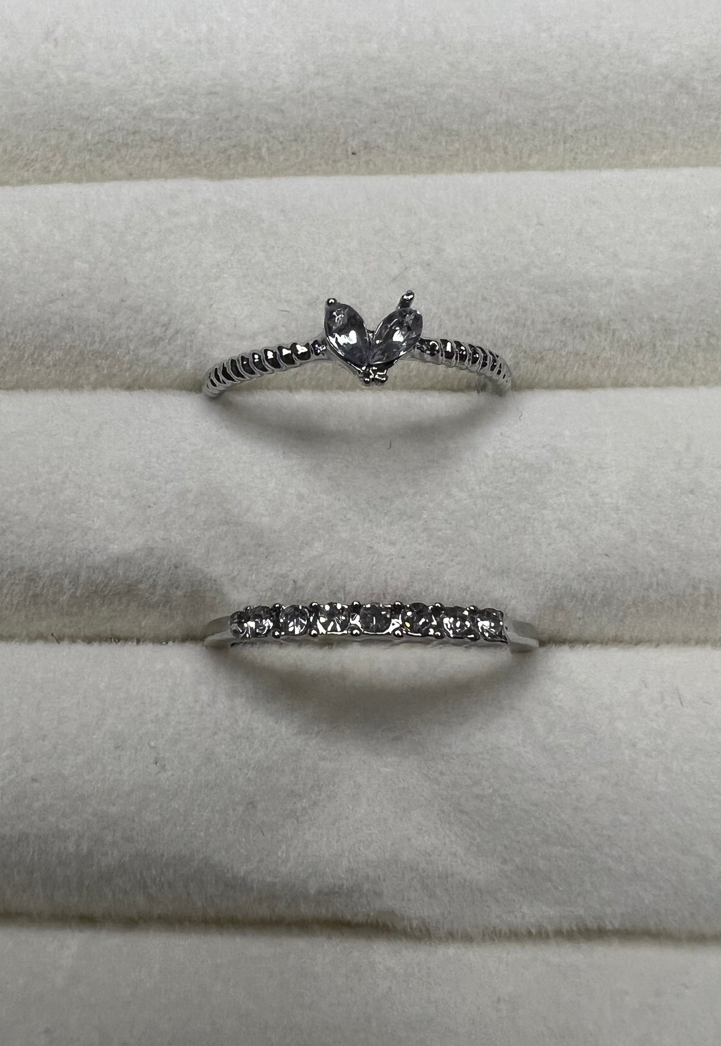 Y2K Heart Rhinestone Twin Rings – 2pc Set for Valentine’s, Mother’s Day & More