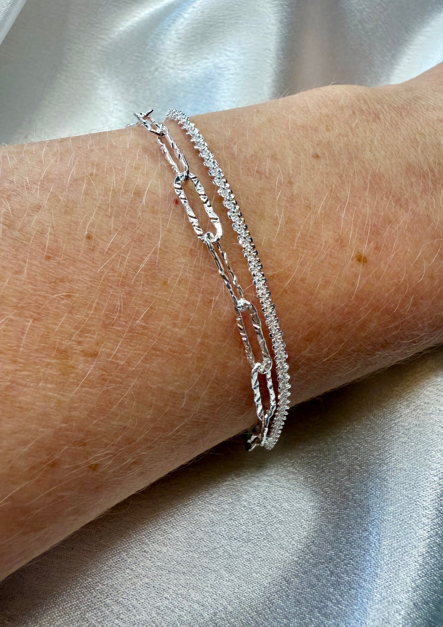 925 Silver-Plated Double Chain Bracelet – Elegant Wedding & Gift Jewellery