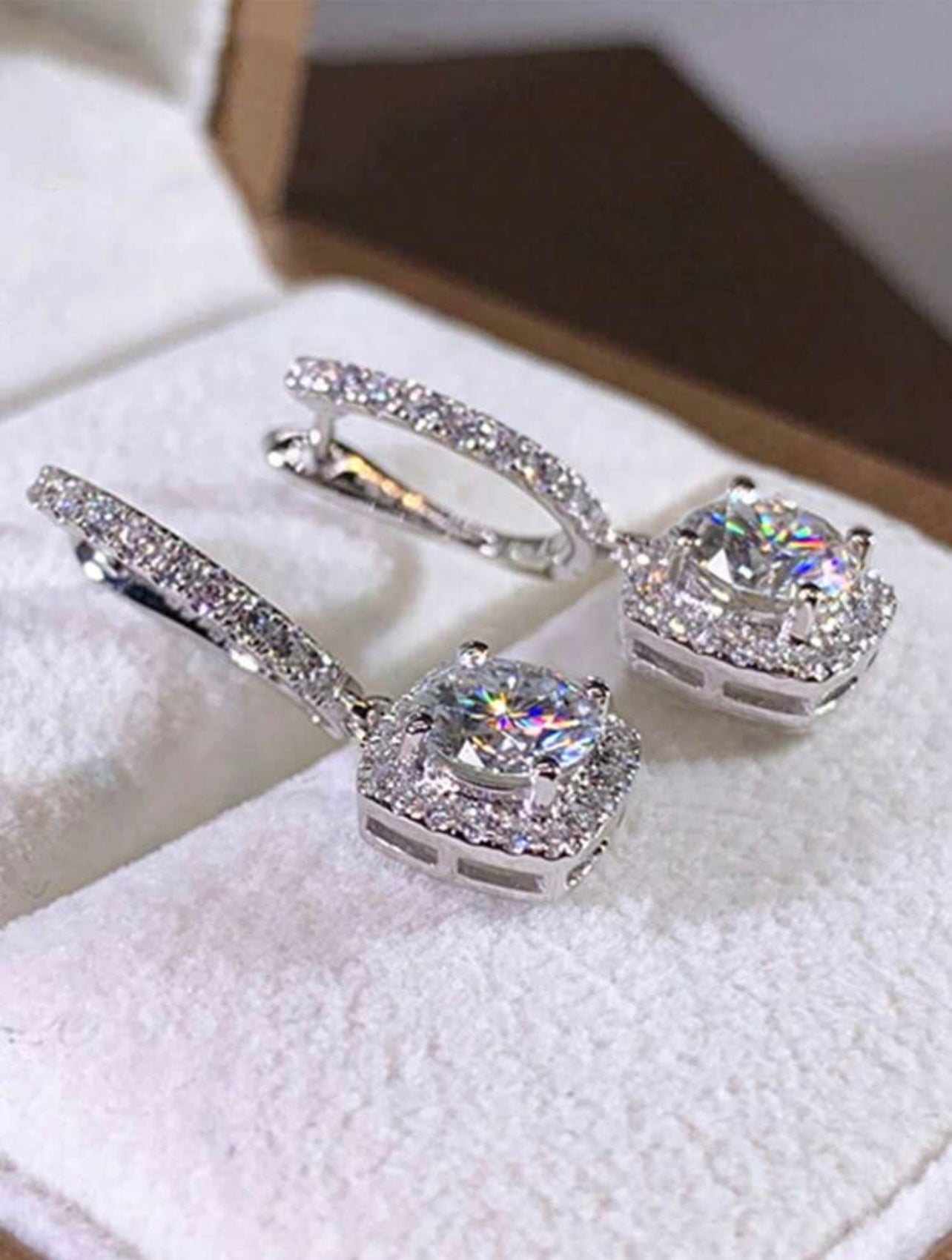 Romantic Silver-Tone Cubic Zirconia Drop Earrings