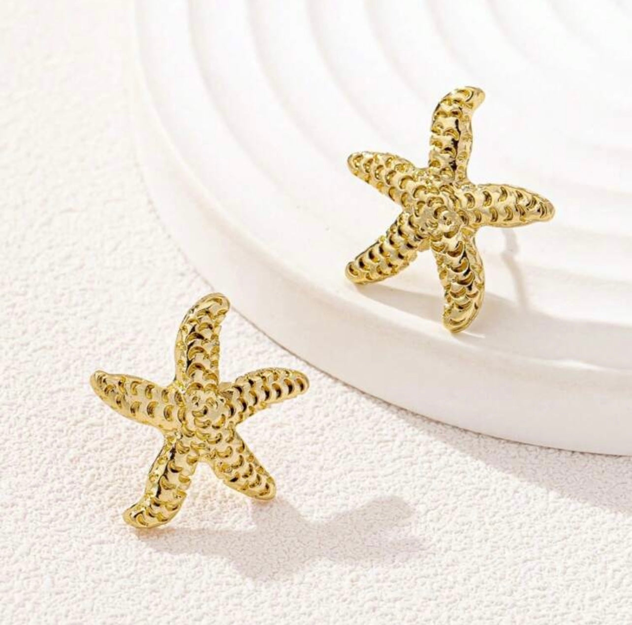 Gold Starfish & Geometric Stud Earrings – Playful Summer Jewellery for Holidays & Outdoors