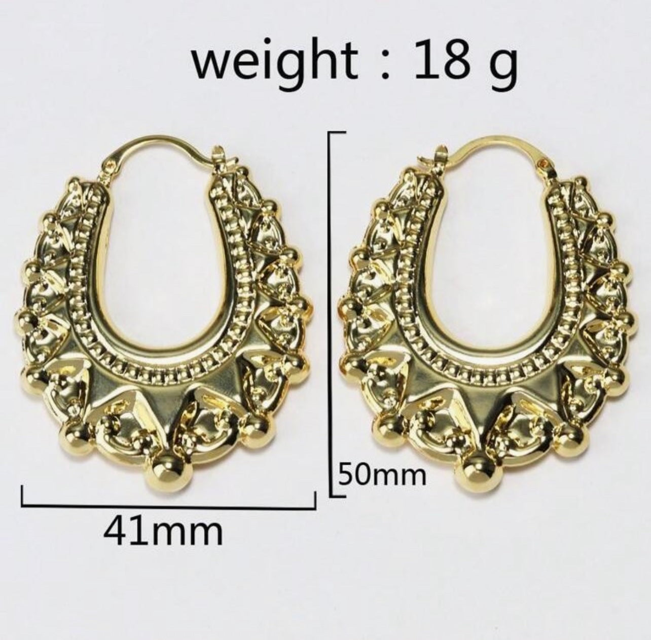 18K Gold Plated Vintage Crown & Horseshoe Creole Earrings – Large | Non-Fading & Hypoallergenic