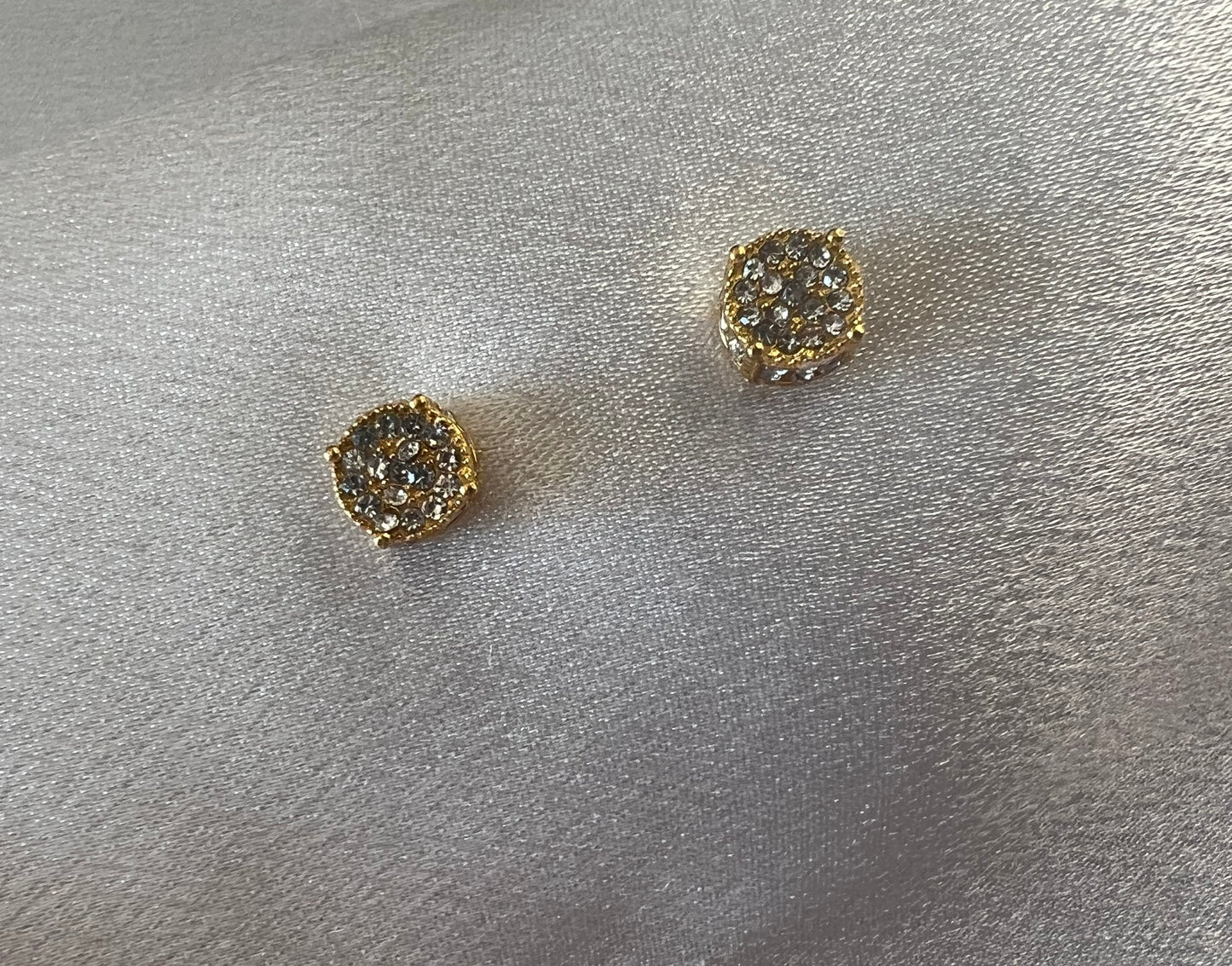 Gold Rhinestone Encrusted Stud Earrings – Sparkling Simplicity for Everyday Glamour