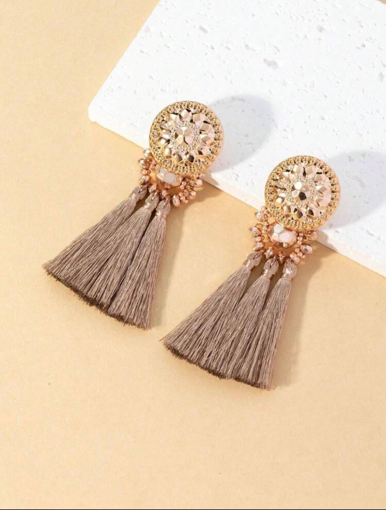 Dramatic Boho Rose Gold & Coffee Long Tassel Dangle Earrings – Bold Bohemian Glamour