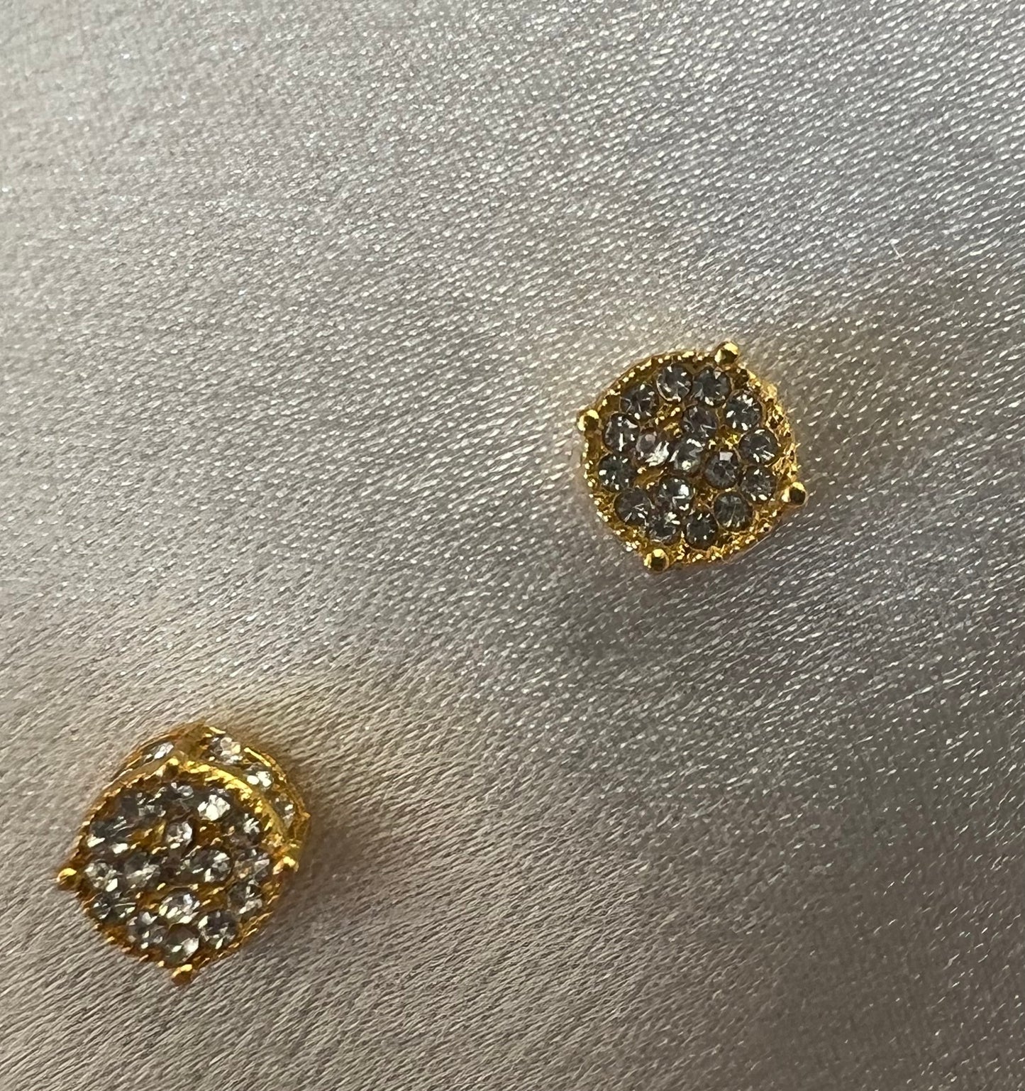 Gold Rhinestone Encrusted Stud Earrings – Sparkling Simplicity for Everyday Glamour