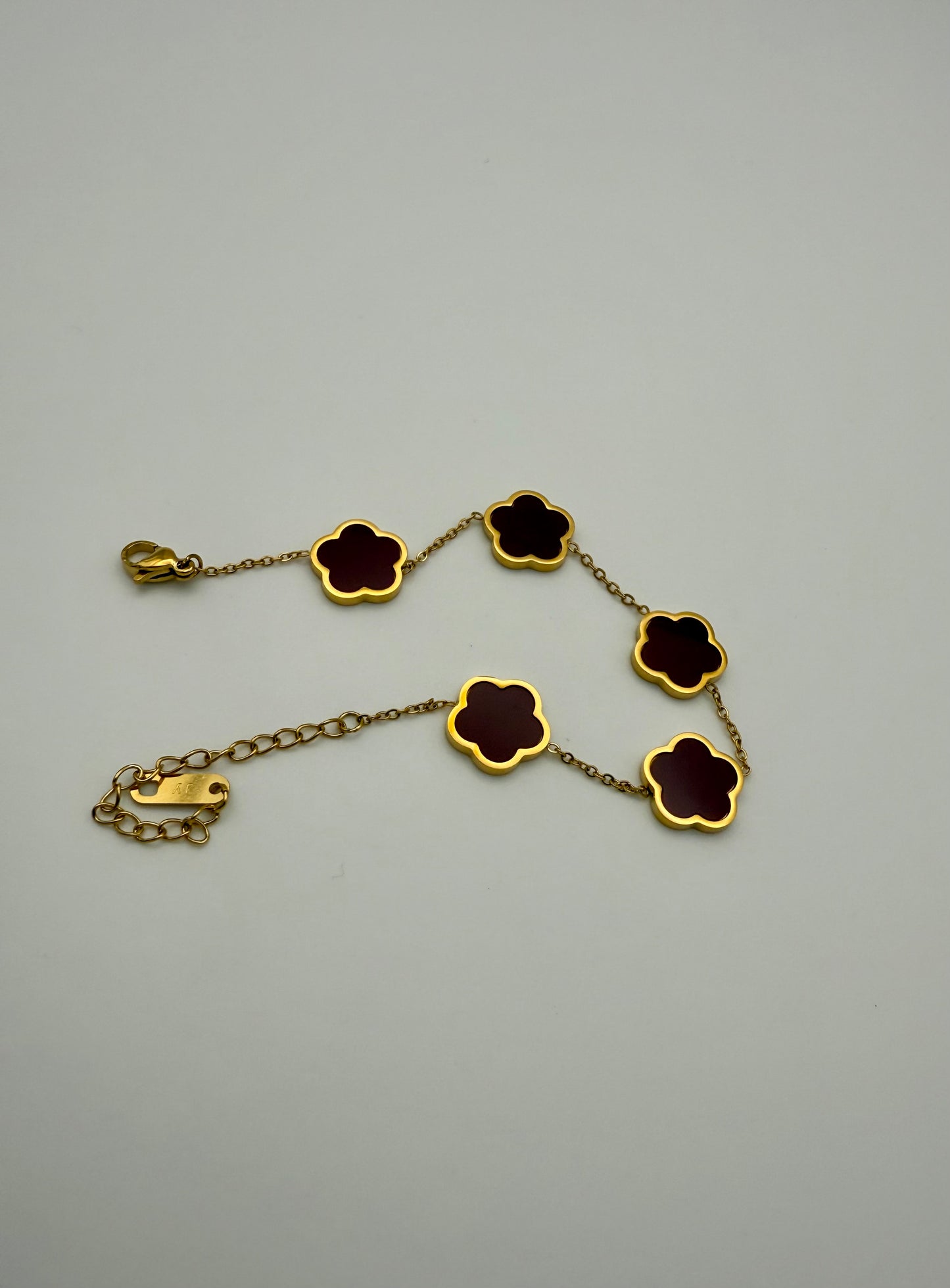 18k Gold-Plated Inspired Clover Bracelet – Burgundy - Waterproof, Tarnish-Resistant & Hypoallergenic Matching Necklace Available!