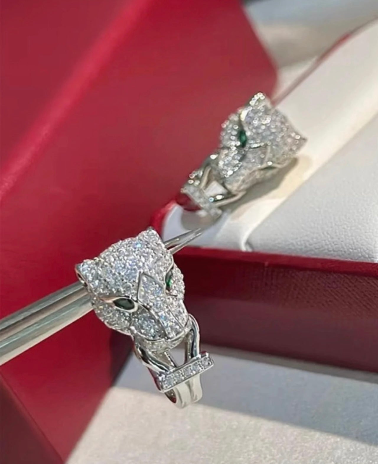 Silver Diamanté Panther Stud Earrings – Fierce Style with Sparkling Detail