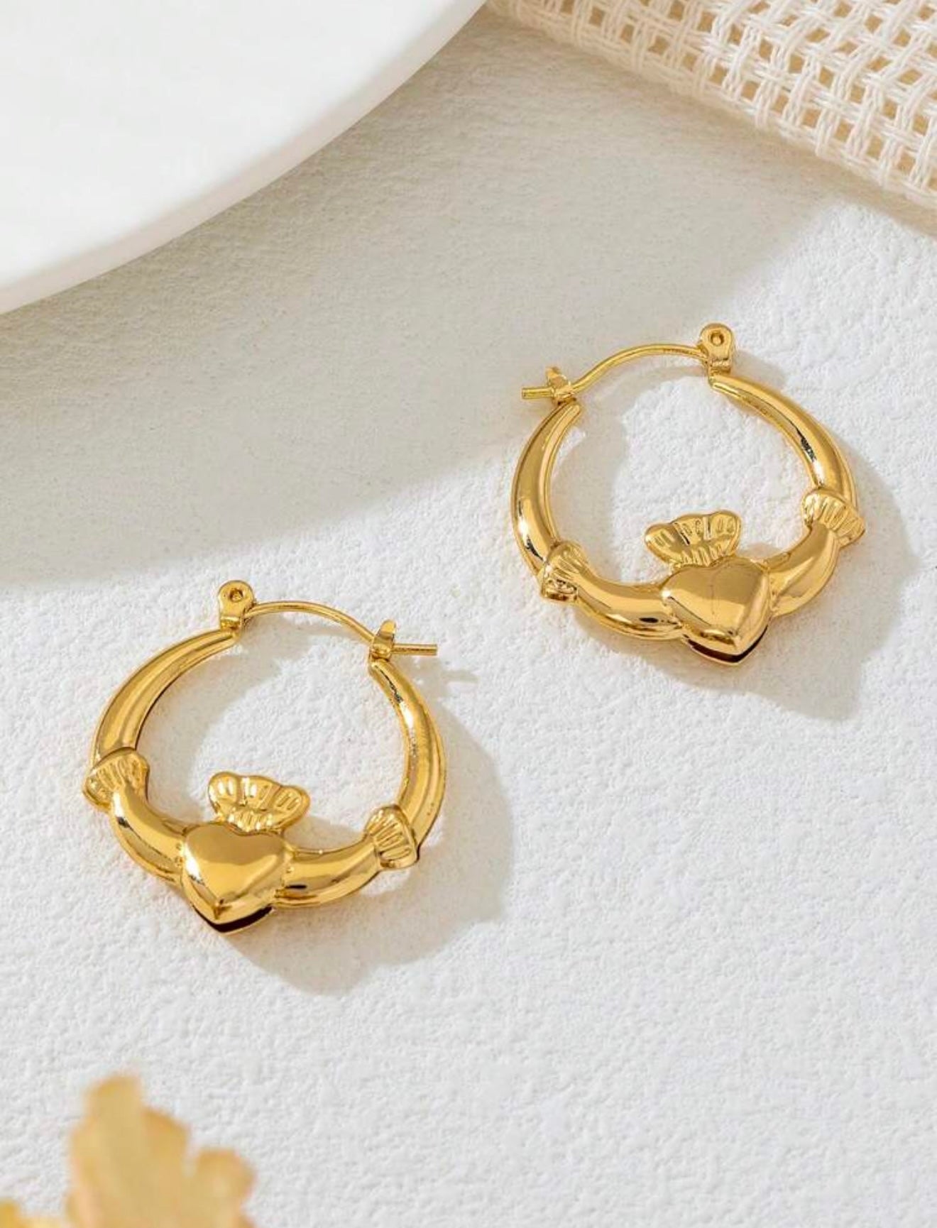 Claddagh Heart Stud Earrings – Vintage Minimalist Design - Tarnish Resistant Base 2.7 x 2.5 cms