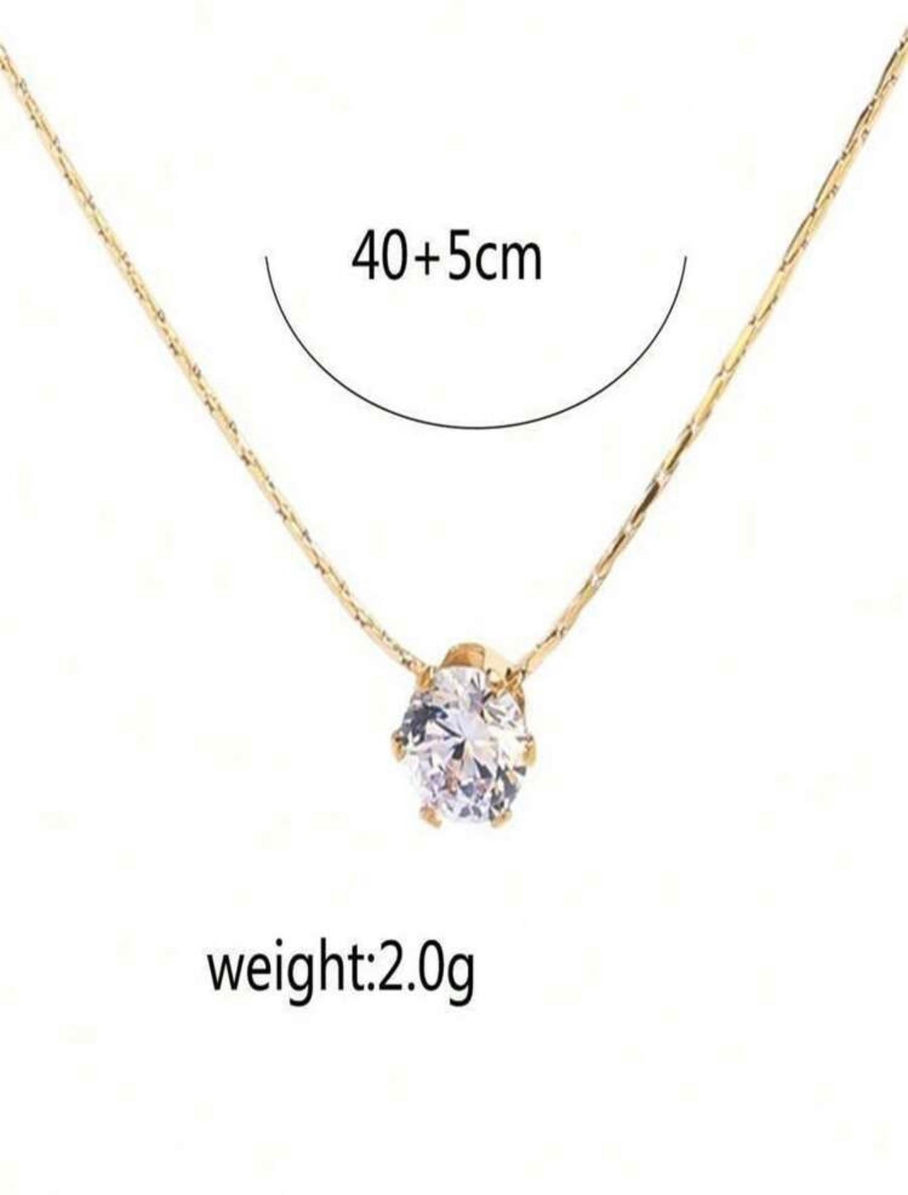 Gold Cubic Zirconia Pendant Necklace – Delicate Everyday Sparkle | Tarnish Resistant