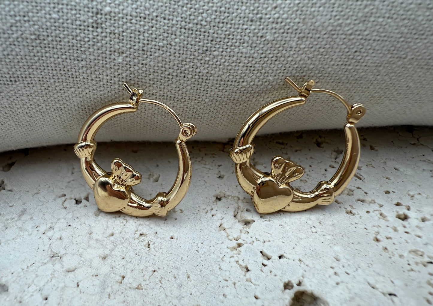 Claddagh Heart Stud Earrings – Vintage Minimalist Design - Tarnish Resistant Base 2.7 x 2.5 cms