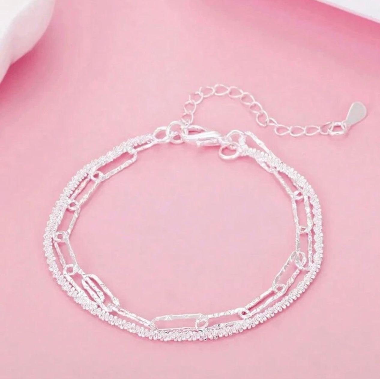 925 Silver-Plated Double Chain Bracelet – Elegant Wedding & Gift Jewellery