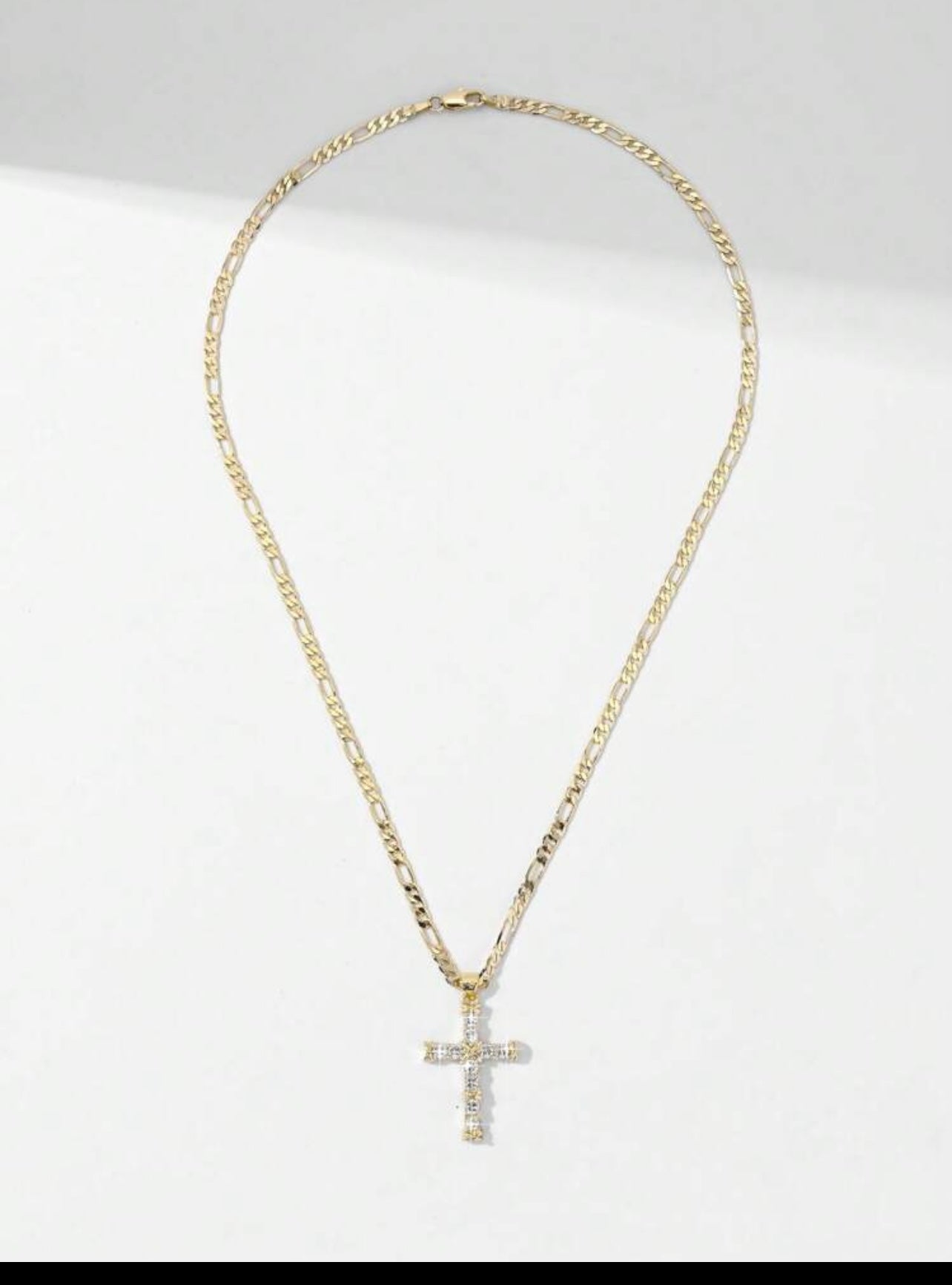Noble Tarnish Free Raised Cross Pendant Necklace – 14K Gold Plated, Hypoallergenic Zirconia